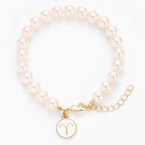 Aries 14k gold horoscope beaded adjustable chain bracelet